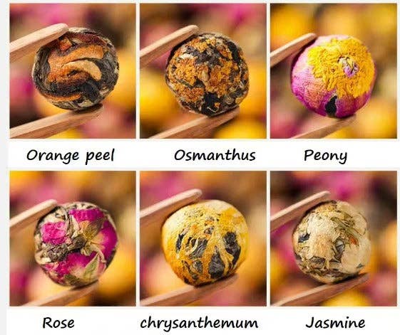 The Grateful Tea Co - White Tea Balls w/ Fruit and/or Flowers (6-Pack, 1 of Each)