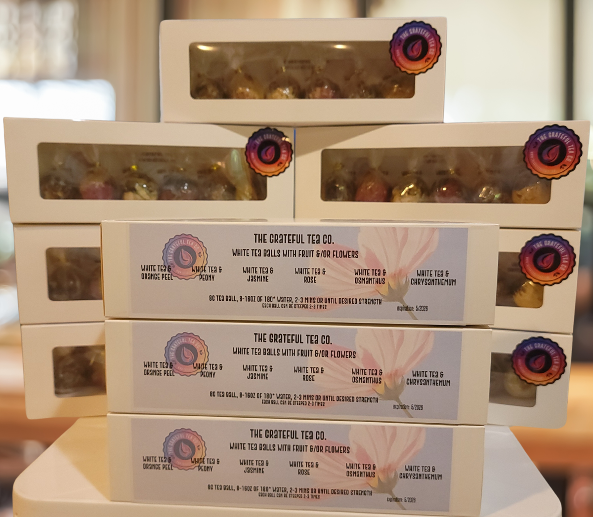 The Grateful Tea Co - White Tea Balls w/ Fruit and/or Flowers (6-Pack, 1 of Each)